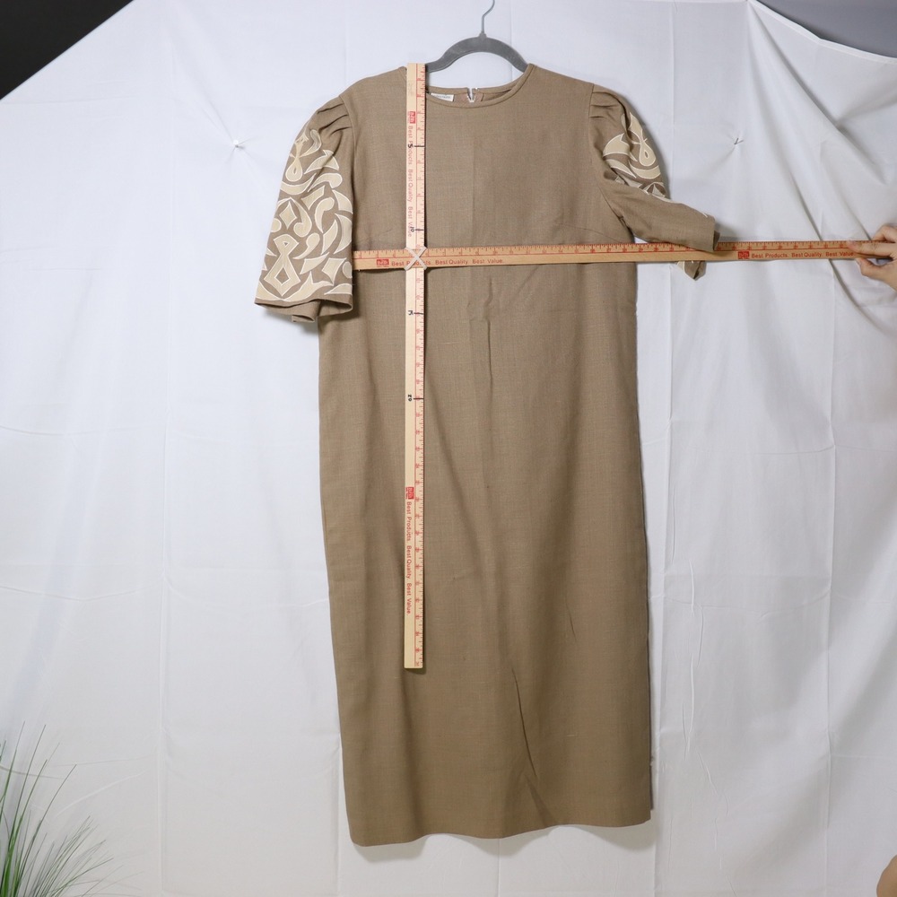 Umi Collections by Anne Crimmins Midi Dress 14 Brown Womens Linen Blend AS IS - Picture 3 of 7